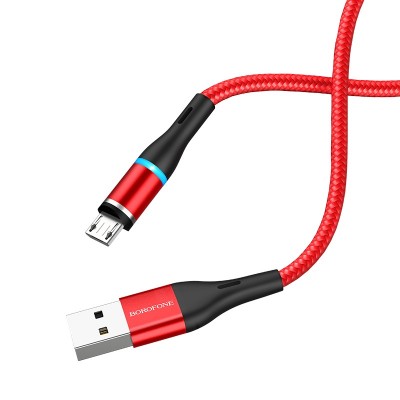 Кабель Borofone BU16 Skill magnetic Micro USB, red
