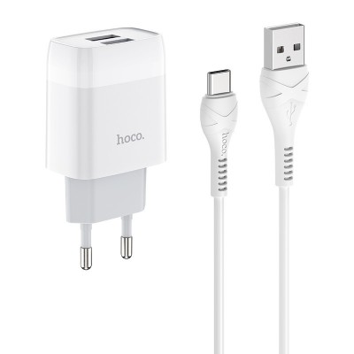 Зарядное устройство Hoco C73A Glorious dual port charger set (Type-C) (EU) [white]