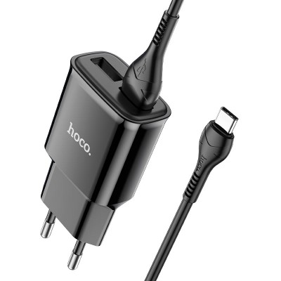Зарядное устройство Hoco C88A Star round dual port charger set (Type-C) (EU) [Black]