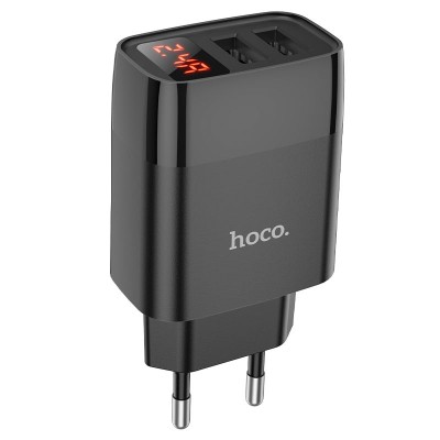 Зарядное устройство Hoco C86A Illustrious dual port charger with digital display (EU) [black]