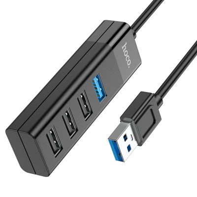 Хаб Hoco HB25 Easy mix 4 in 1 converter (USB to USB 3.0 + USB 2.0*3) [black]