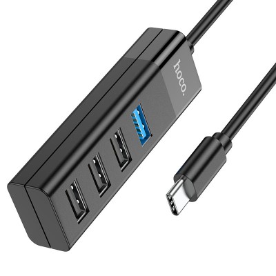 Хаб Hoco HB25 Easy mix 4 in 1 converter (Type-C to USB 3.0 + USB 2.0*3) [black]