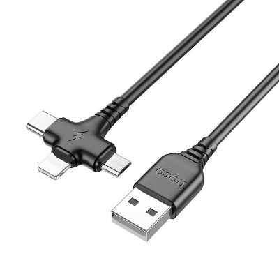 Кабель Hoco X77 Jewel 3 in 1 charging cable USB to iP/Micro/Type-C [black]