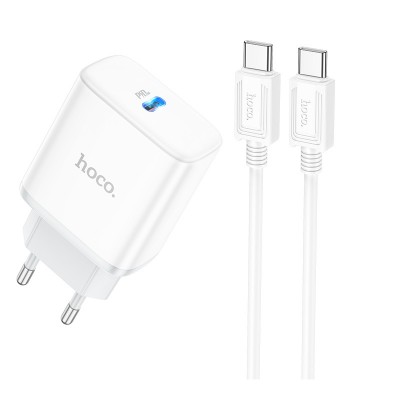 Зарядное устройство Hoco C104A Stage single port PD20W charger set (Type-C to Type-C) (EU) [white]