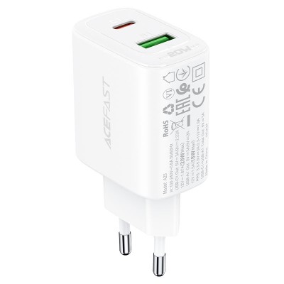 Acefast A25 PD20W (USB-C+USB-A) dual port charger (EU) [white]