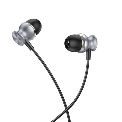Наушники Hoco M106 Fountain metal universal earphones with microphone [metal gray]