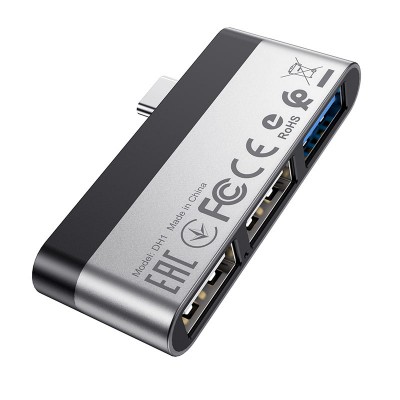 Адаптер Borofone DH1 Type-C USB silver black