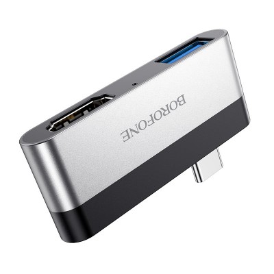 Адаптер Borofone DH2 Type-C to HDMI+USB3.0 silver black