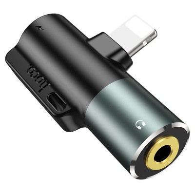 Адаптер Hoco LS32 digital 3.5 audio converter for iPhone, metal gray