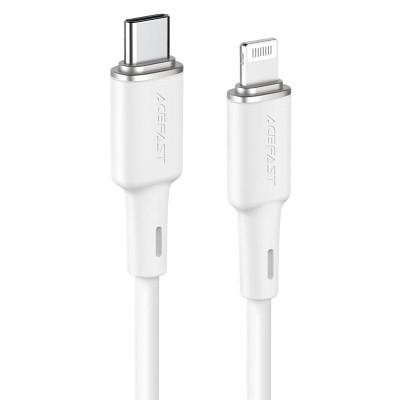 Acefast C2-01 USB-C to Lightning zinc alloy silicone charging data cable [white]