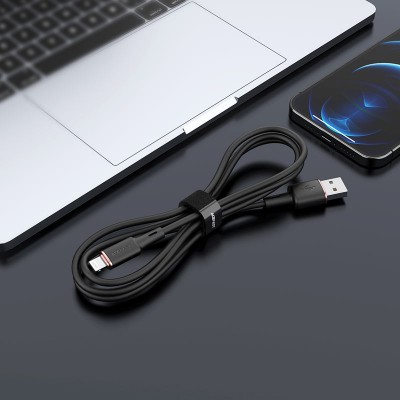 Acefast C2-02 USB-A to Lightning zinc alloy silicone charging data cable [black]