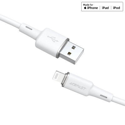 Acefast C2-02 USB-A to Lightning zinc alloy silicone charging data cable [white]