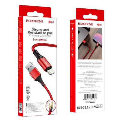 Кабель Borofone BX54 Ultra bright for Lightning [red]