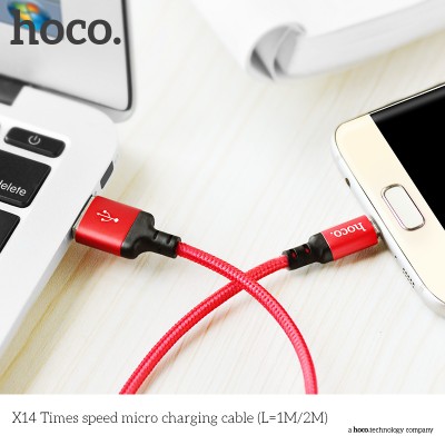 Кабель Hoco X14 Times speed micro (L=2M), red-black