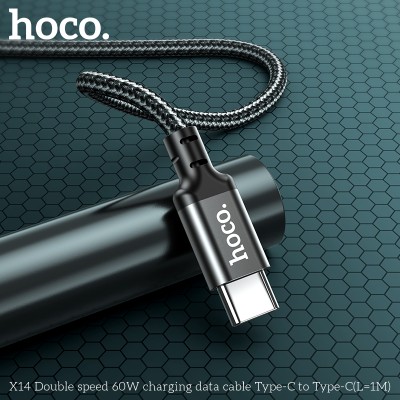 Кабель Hoco X14 Double speed 60W Type-C to Type-C (L=1M) [black]