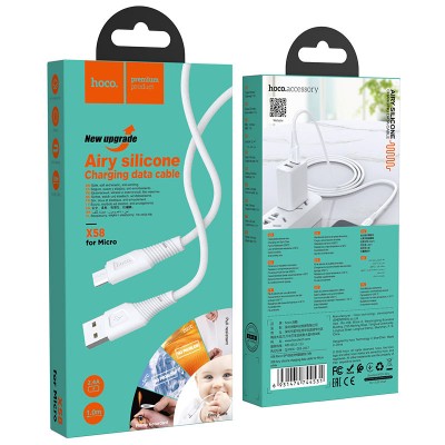 Кабель Hoco X58 Airy silicone charging data cable for Micro [white]