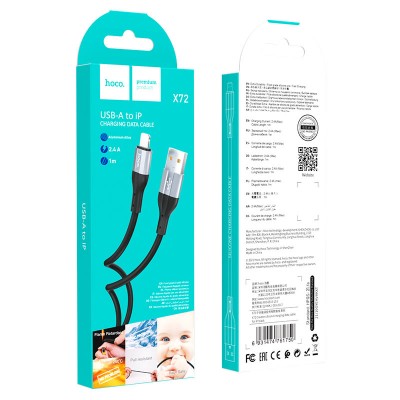 Кабель Hoco X72 Creator silicone charging data cable for iPhone [black]