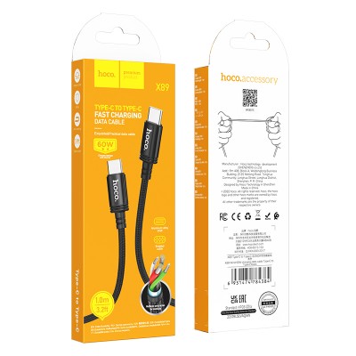 Кабель Hoco X89 Wind 60W charging data cable Type-C to Type-C [black]