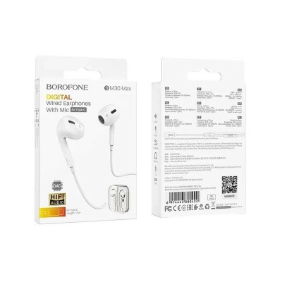 Наушники Borofone BM30 Max Acoustic wire control earphones for Type-C with mic [white]