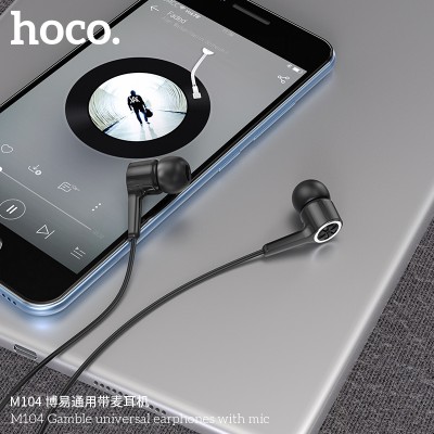 Наушники Hoco M104 Gamble universal earphones with mic [black]