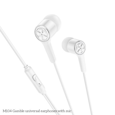 Наушники Hoco M104 Gamble universal earphones with mic [white]