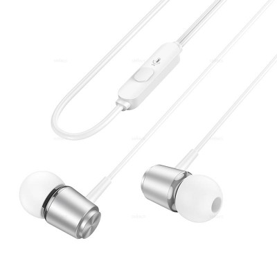 Наушники Hoco M108 Spring metal universal earphones with mic [silver]