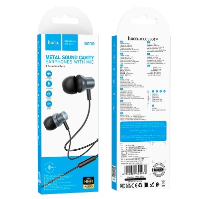 Наушники Hoco M110 Encourage metal universal earphones [metal gray]