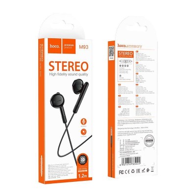 Наушники Hoco M93 wire control earphones microphone [black]