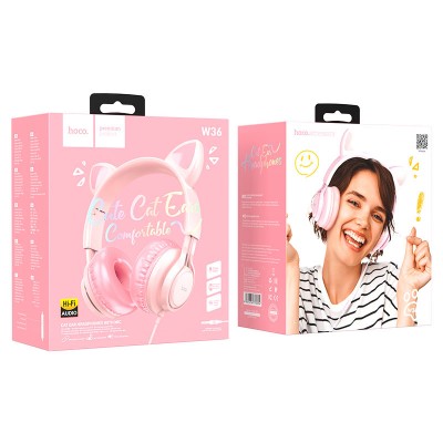 Наушники Hoco W36 Cat ear headphones with mic [pink] 