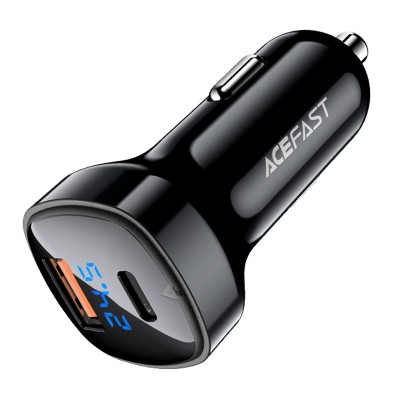 Acefast B4 digital display 66W (USB-C+USB-A) dual port car charger [black] 