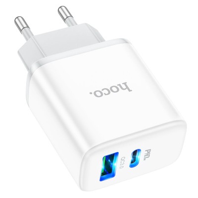 Зарядное устройство Hoco C105A Stage dual port PD20W+QC3.0 charger (EU) [white]
