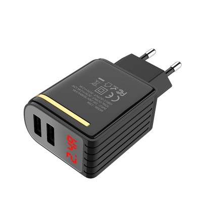 Зарядное устройство Hoco C39A Enchanting dual-port digital display charger (EU) [black]
