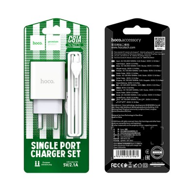 Зарядное устройство Hoco C81A Asombroso single port charger set (Type-C) (EU) [white]