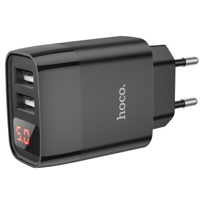 Зарядное устройство Hoco C86A Illustrious dual port charger with digital display (EU) [black]