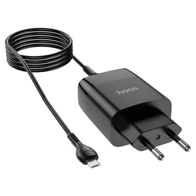 Зарядное устройство Hoco C86A Illustrious dual port charger with digital display set (Micro) [black]