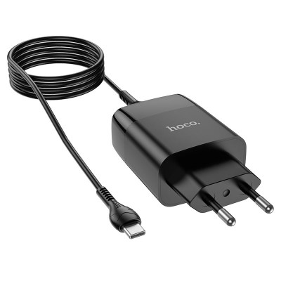 Зарядное устройство Hoco C86A Illustrious dual port charger with digital display set (Type-C) [black]