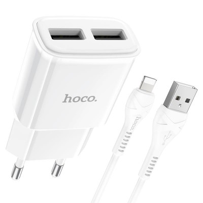 Зарядное устройство Hoco C88A Star round dual port charger set (Lighting) (EU) [White]