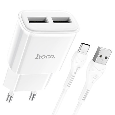 Зарядное устройство Hoco C88A Star round dual port charger set (Type-C) (EU) [White]