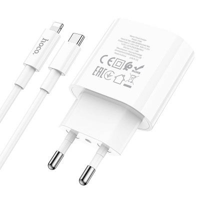 Зарядное устройство Hoco C94A Metro single port PD20W charger set (Type-C to iP) (EU) [white]