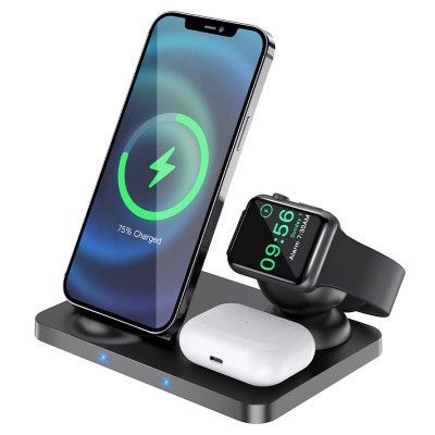 Hoco CW33 Ultra-Charge 3-in-1 vertical wireless fast charger [black]