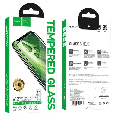 Защитное стекло iPhone 7/8 Hoco A12 Nano 3D full screen edges protection [white]