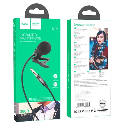 Микрофон для блогеров Hoco L14 3.5 Lavalier microphone [black]