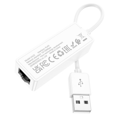 Hoco UA22 Acquire USB ethernet adapter (100 Mbps) [white]