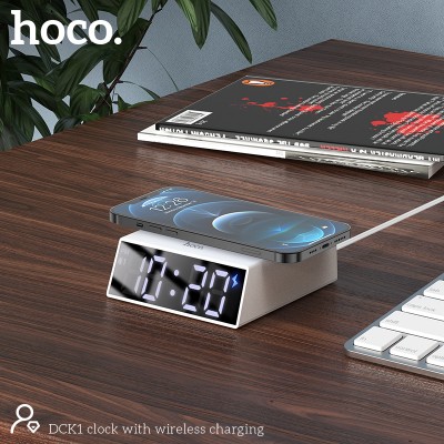 Hoco DCK1 clock with wireless charging [white]